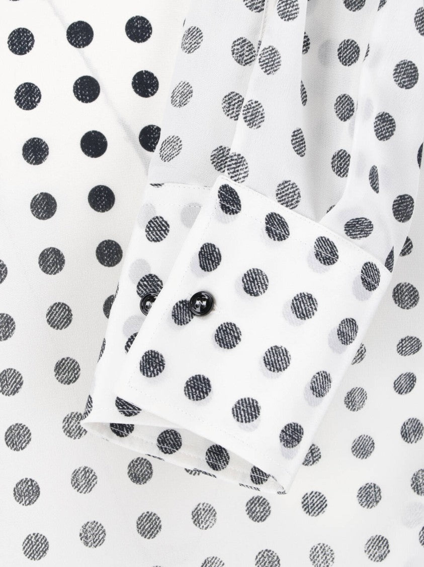 Ermanno Scervino White Black Polka Dot Silk Blouse