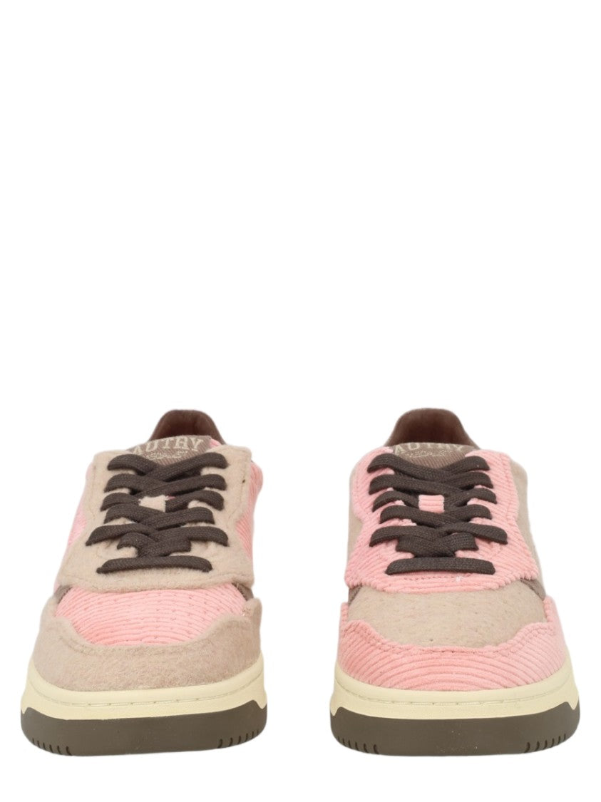 Autry Multicolour Velvet Brown Accent Low-Top Sneakers