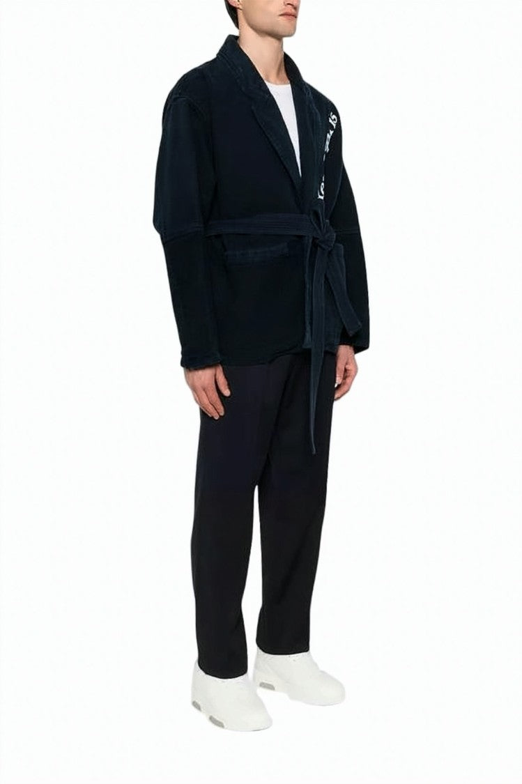 Kenzo Boxy Fit Casual Jacket With Wrap-Around Belt And Logo Detail