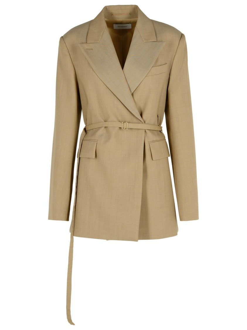 Sportmax Tubinga' Beige Brown Virgin Wool Blazer