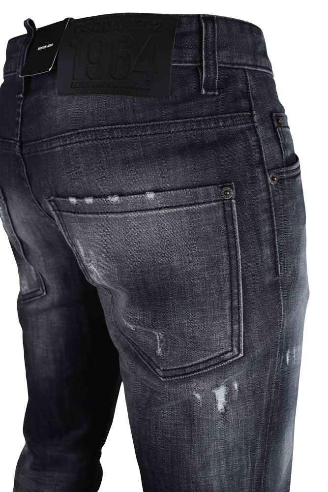 Dsquared2 Distressed Dark Cotton Skater Jeans