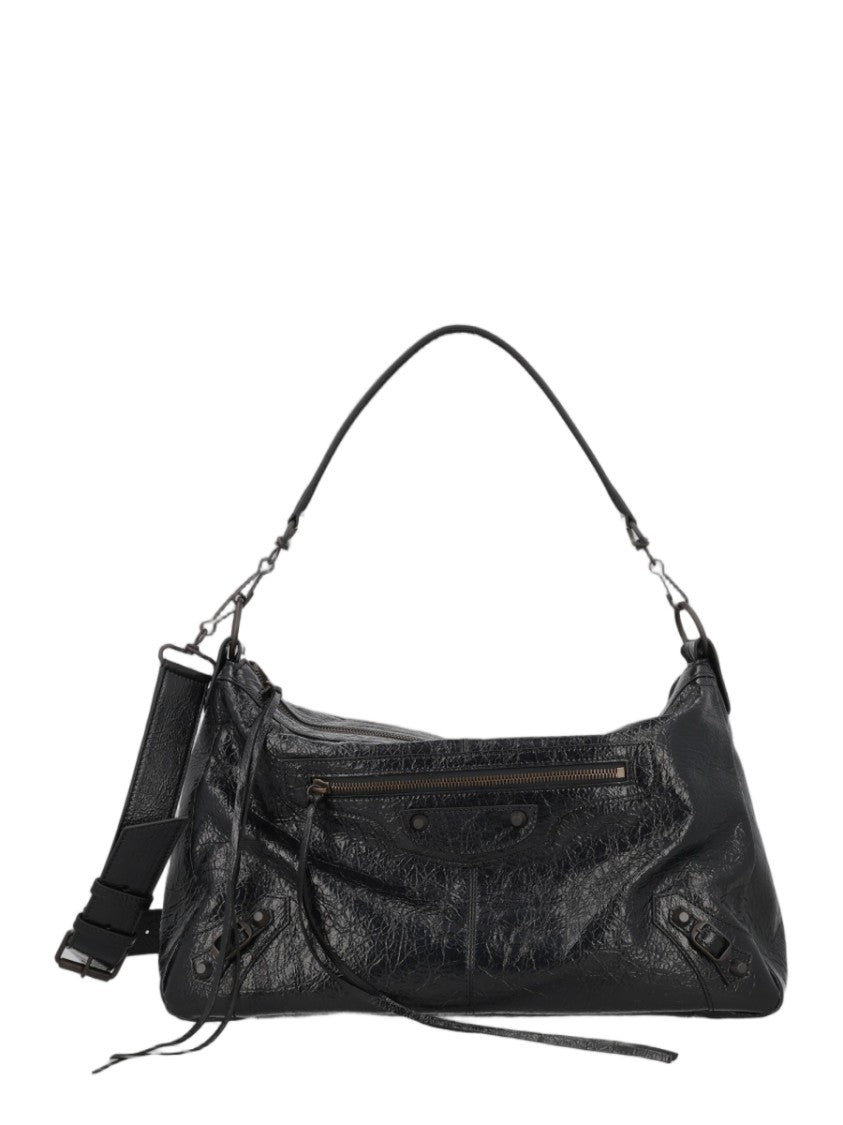 Balenciaga Black Textured Leather Shoulder Bag