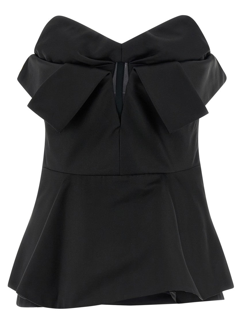 Mcqueen Off-The-Shoulder Duchesse Silk Bustier With Sculptural Hem