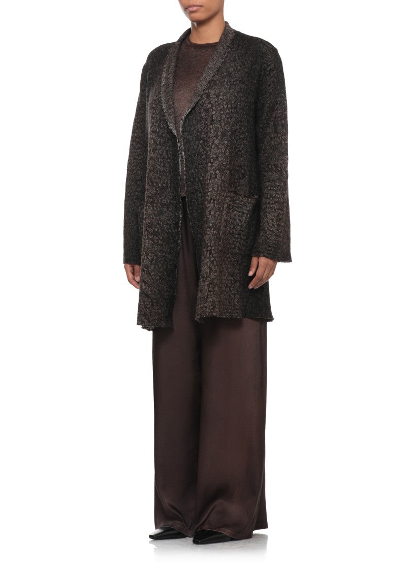 Avant Toi Black Beige Woven Shawl Cardigan