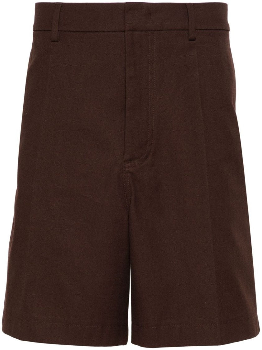Valentino Garavani Chocolate Brown Cotton Blend Shorts