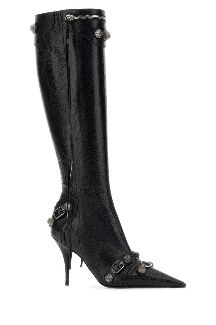 Balenciaga Black Leather Cagole Boots