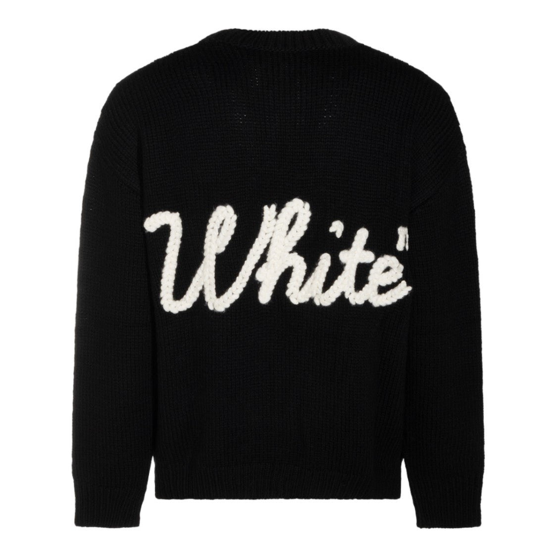 Off-White Chunky Knit Sweater With Bold Script Lettering