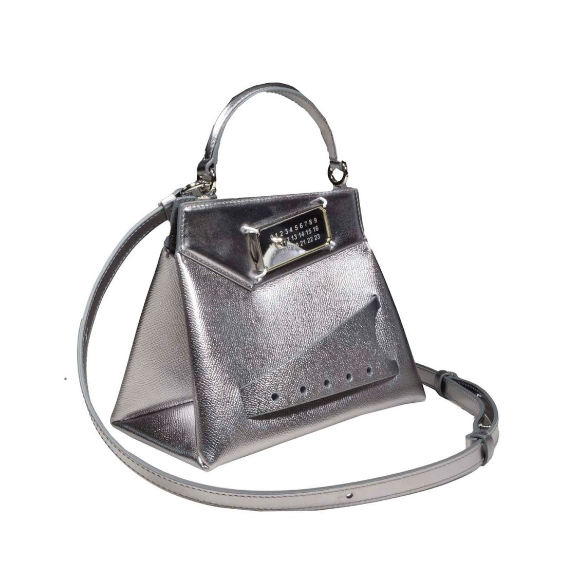 Maison Margiela Small Snatched Silver Leather Handbag