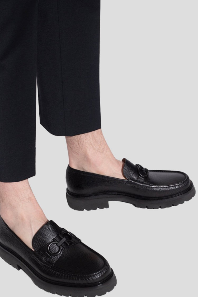 Salvatore Ferragamo Black Bleecker Moccasins