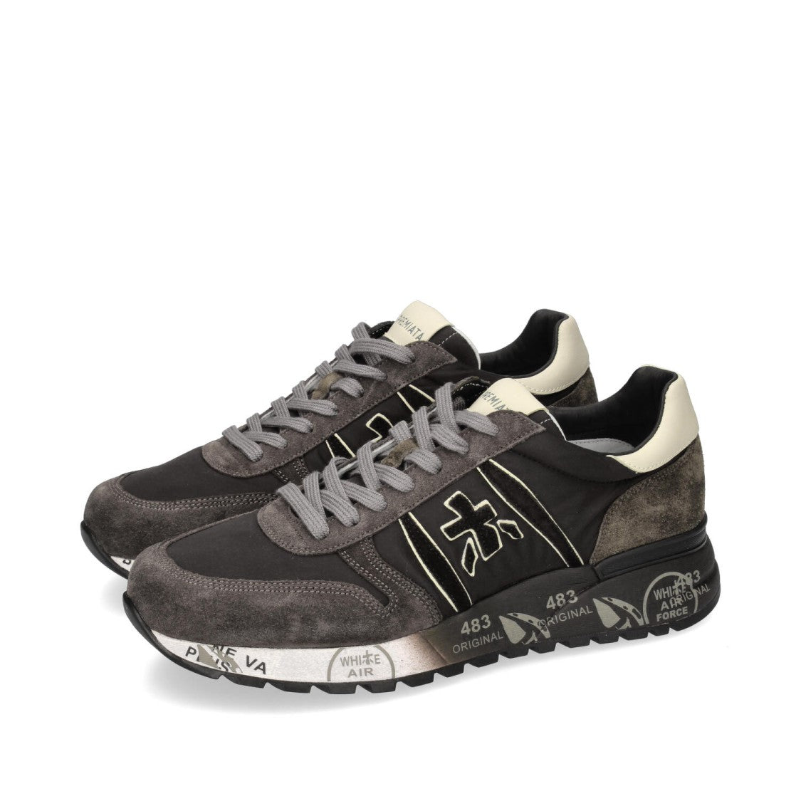 Premiata Grey Sporty Suede Fabric Sneakers