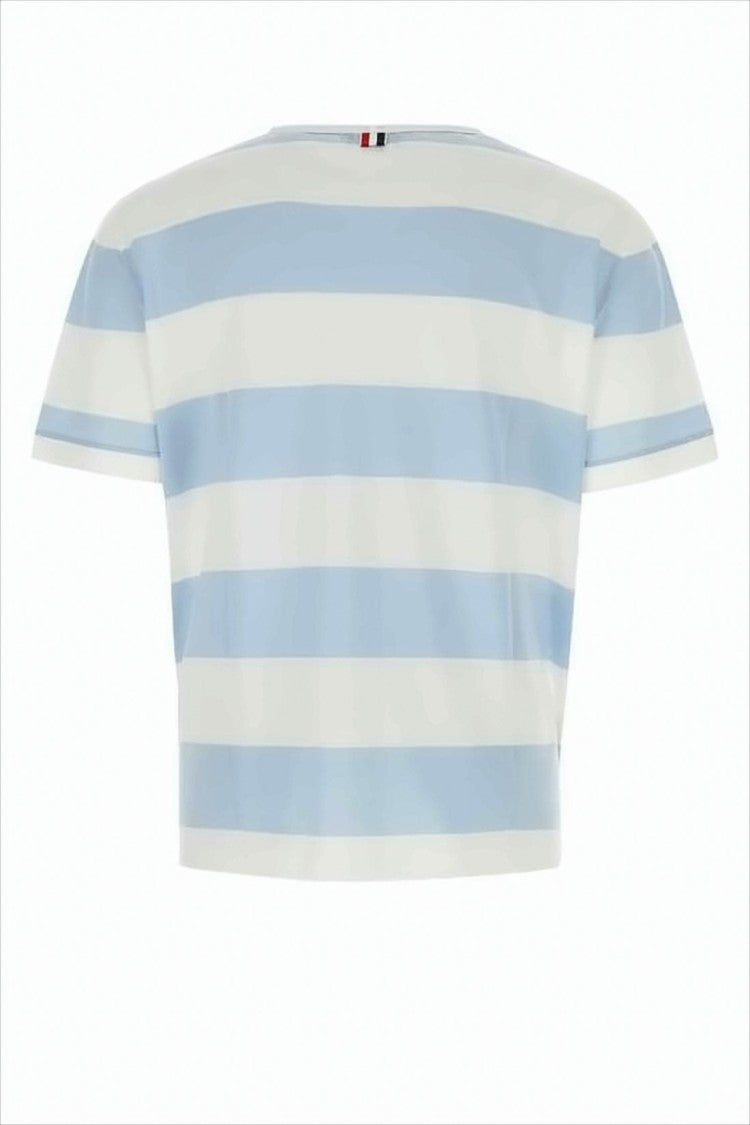 Thom Browne Light Blue Striped Short-Sleeved T-Shirt