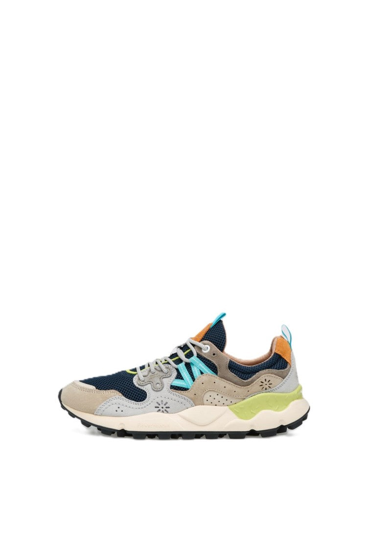 Flower Mountain Layered Design Sneakers With Turquoise And Orange Accents