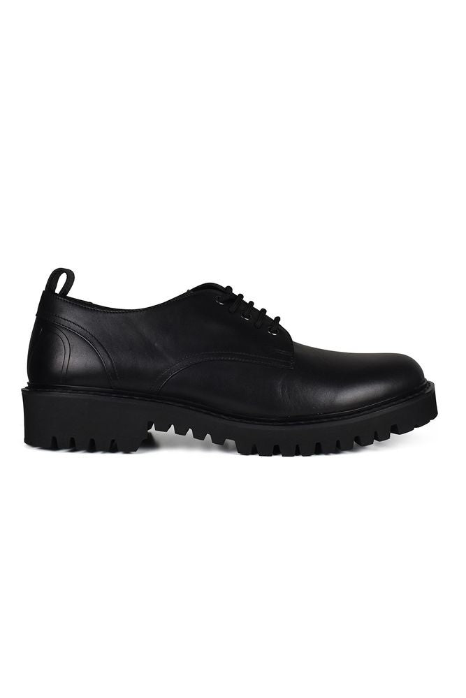 Valentino Garavani Almond Toe Black Leather Derbies