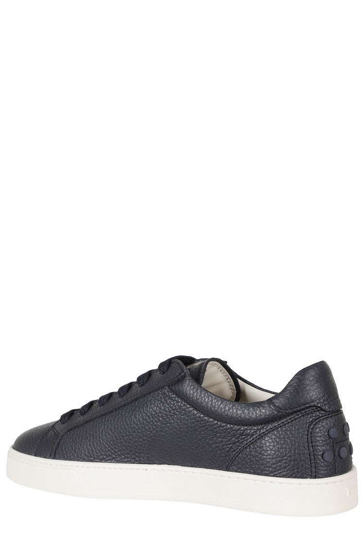 Tod's Blue Embossed Logo Laces Rubber Sole Leather Sneakers