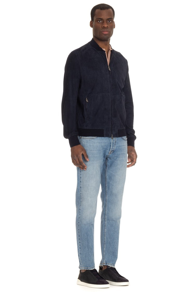 Salvatore Santoro Baseball Suede Bomber Jacket