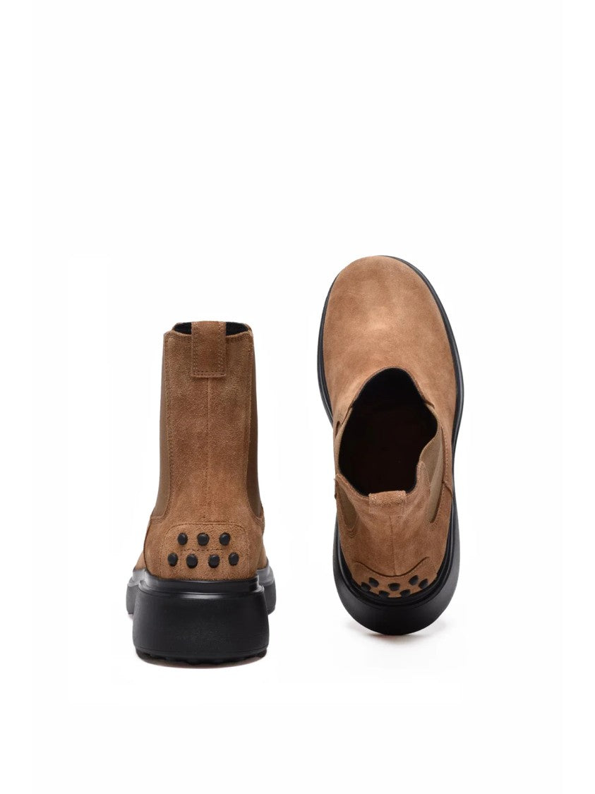 Tod's Beige Suede Classic Ankle Boots