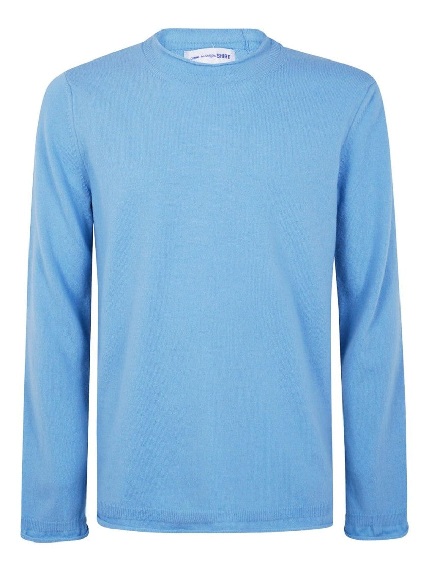 Comme Des Garçons Light Blue Long-Sleeved Crew Neck Shirt