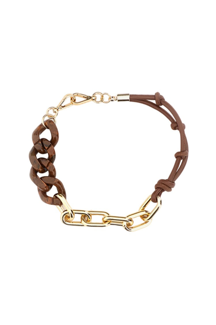 Plan C Gold Mix Chains And Rope Necklace