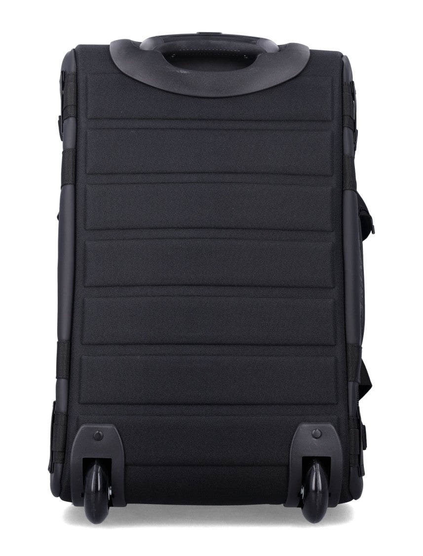 Rains Boxy Black Duffle Bag With Adjustable Straps And Wheels