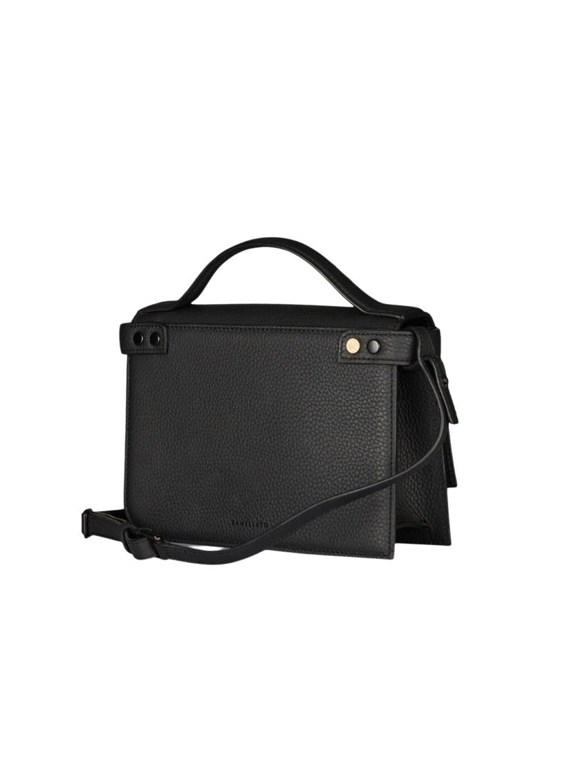 Zanellato Textured Leather Black Handbag Front Closures