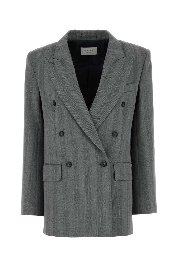 Sportmax Embroidered Stretch Wool Blend Merlot Blazer