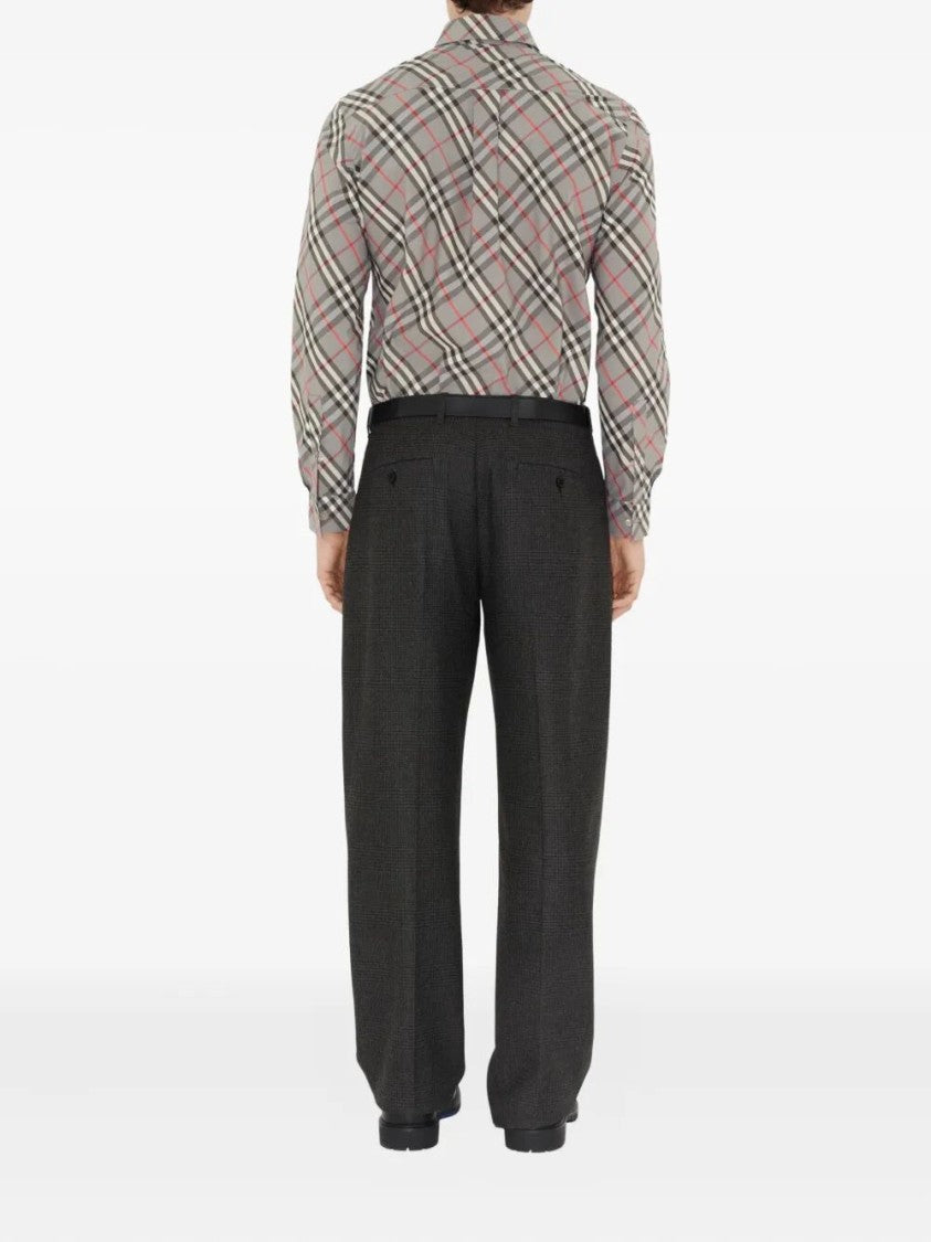 Burberry Plaid Pattern Button-Down Shirt In Cotton Fabric