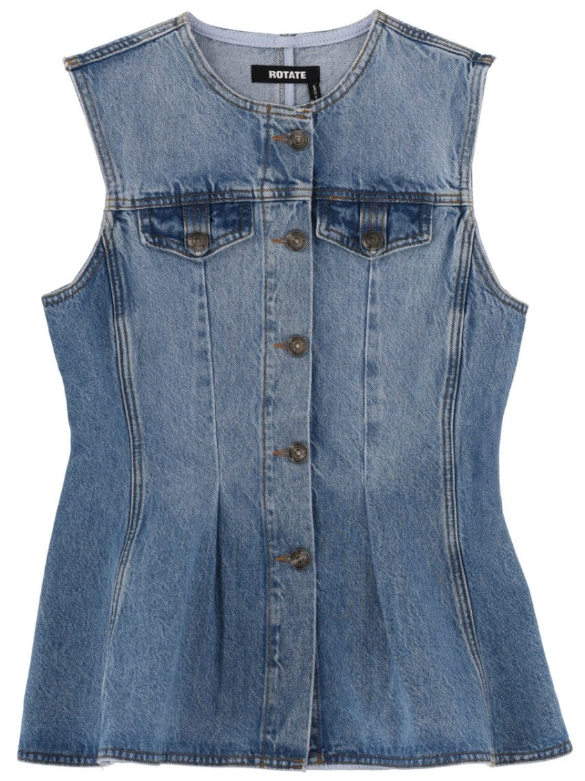 Rotate Birger Christensen Fitted Button-Down Organic Tank Top