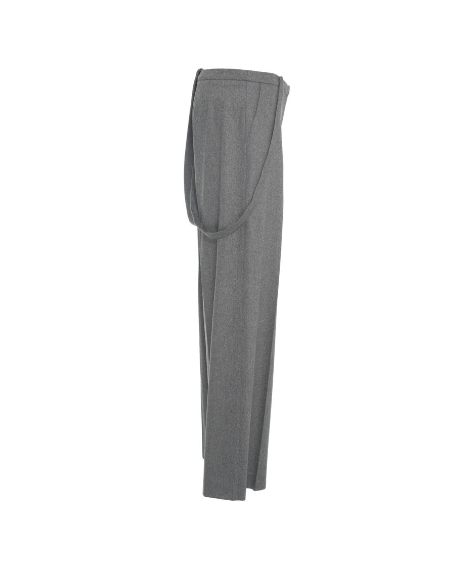 Pt Torino Wide-Leg Trousers With Subtle Suspenders And High Waist