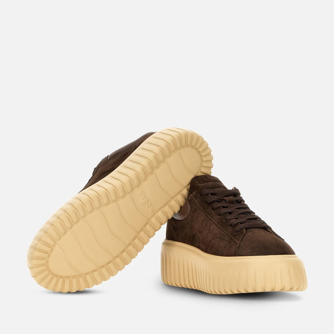 Hogan H-Stripes H Hogan Sneakers In Brown Calfskin