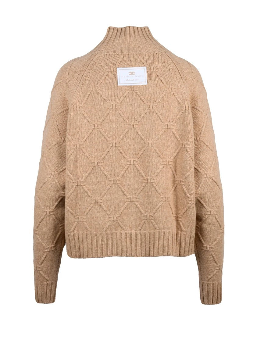 Elisabetta Franchi Turtleneck Sweater In Luxurious Wool And Cashmere Blend