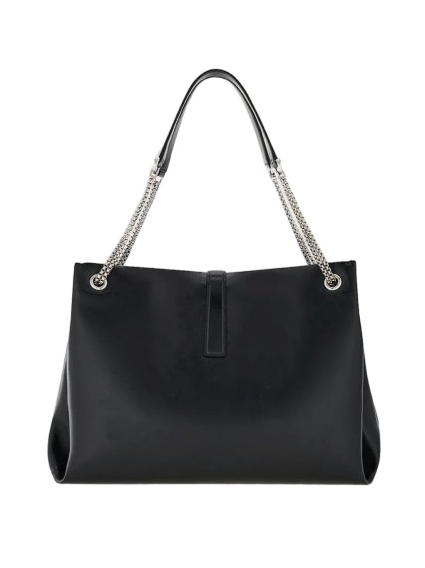 Salvatore Ferragamo Smooth Cow Leather Shoulder Bag With Silver-Tone Chain Strap