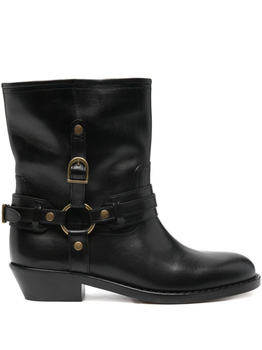 Isabel Marant Black Ankle Boots With Decorative Straps