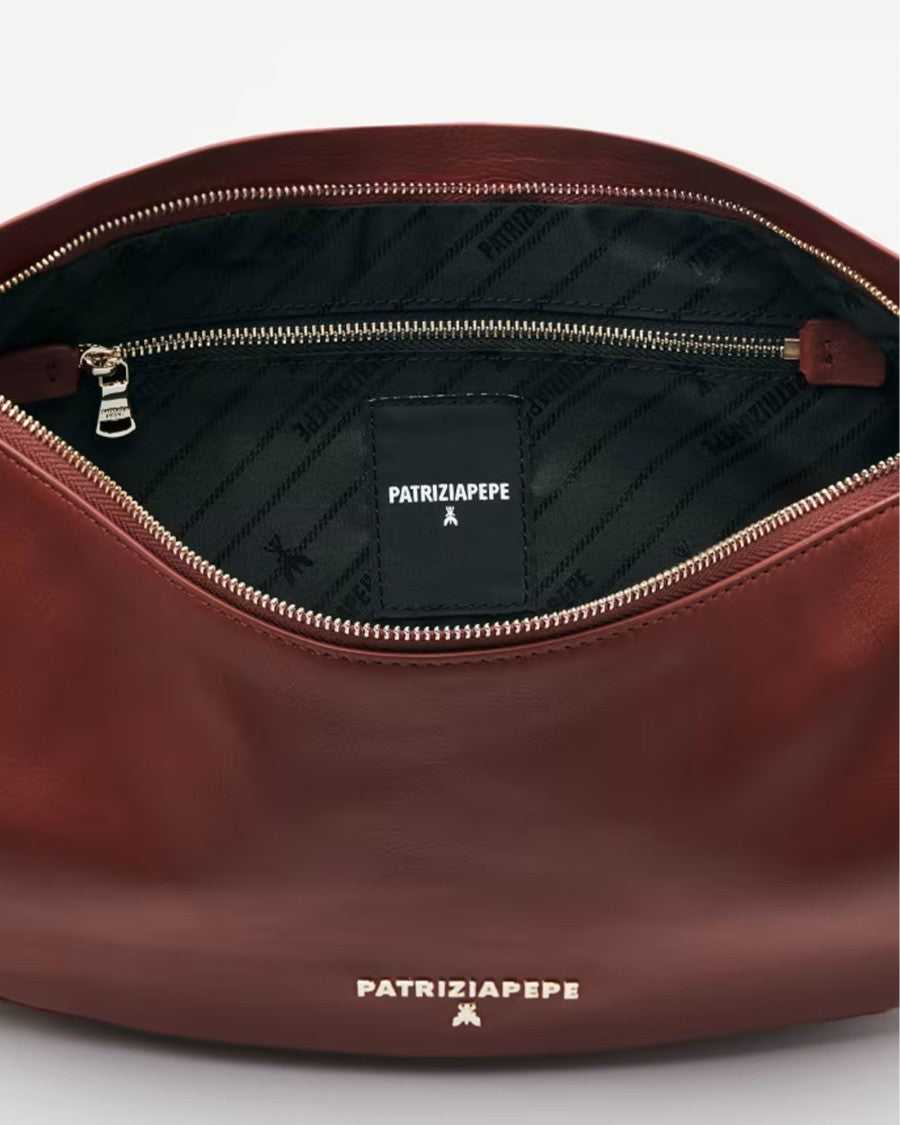 Patrizia Pepe Calfskin Leather New Moon Shoulder Bag