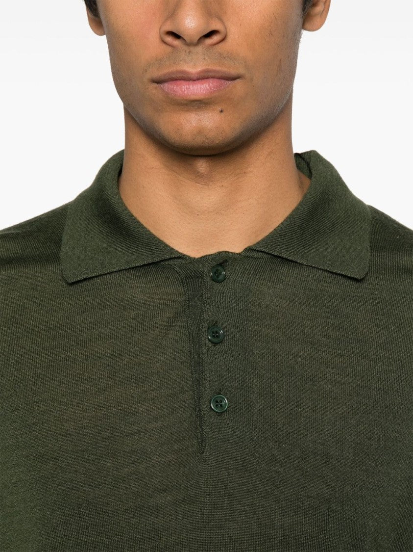 Ami Paris Moss Green Vintage Long Sleeve Polo