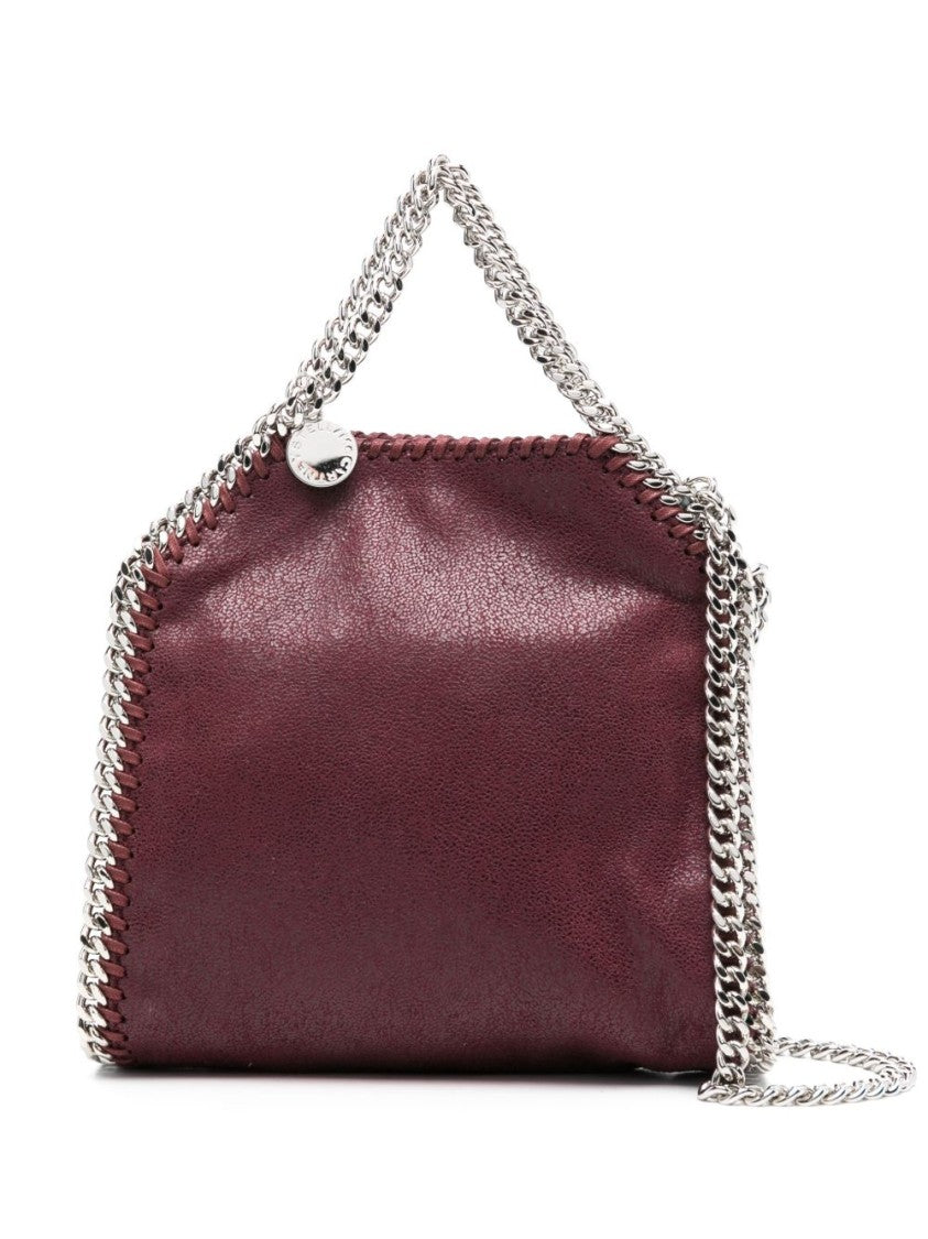 Stella Mccartney Bordeaux Red Bag With Chain-Link Handles And Logo Charm