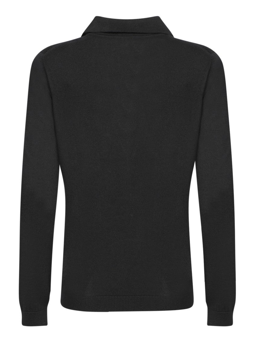 Blanca Vita Black Longsleeves Polo T-Shirt
