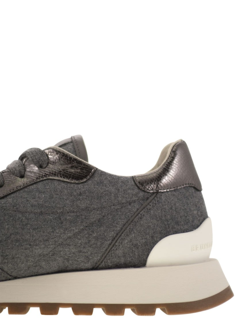 Brunello Cucinelli Runners In Virgin Wool Flannel