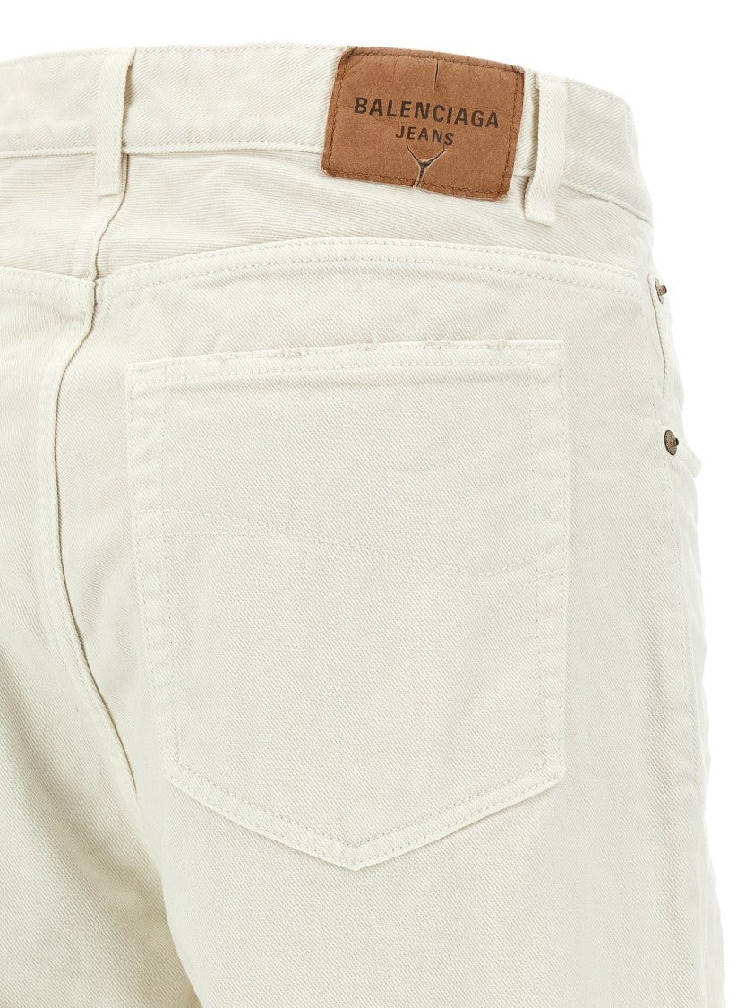 Balenciaga Vintage Wrinkled Cotton Denim Jeans