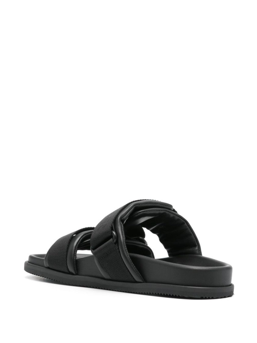 Moncler Black Sandals With Wide Cross Straps