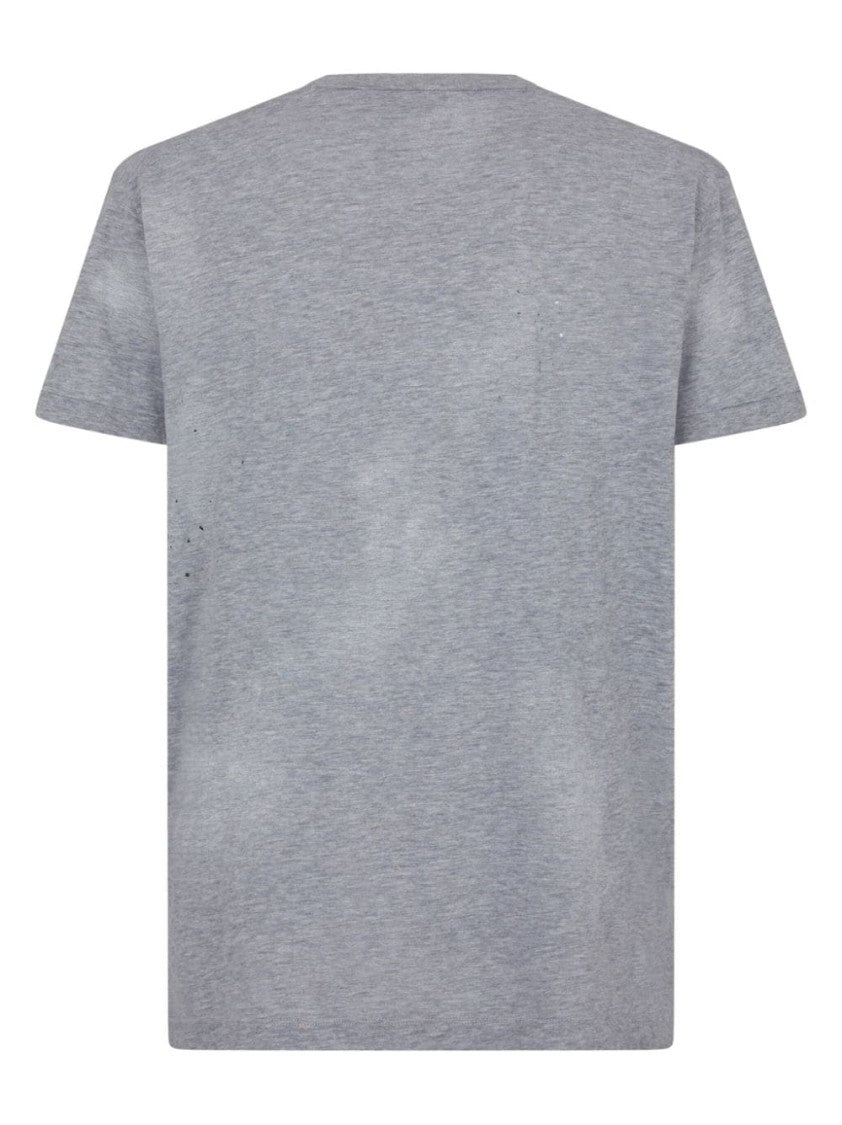 Dsquared2 Distressed Grey Cotton Jersey T-Shirt