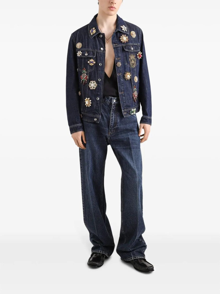 Dolce & Gabbana Oversized Wide-Leg Faded Blue Denim Jeans