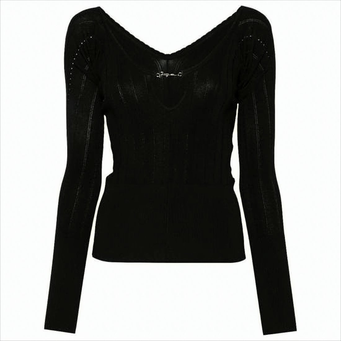 Jacquemus Deep V-Neck Knit Sweater With Ribbed Detailing