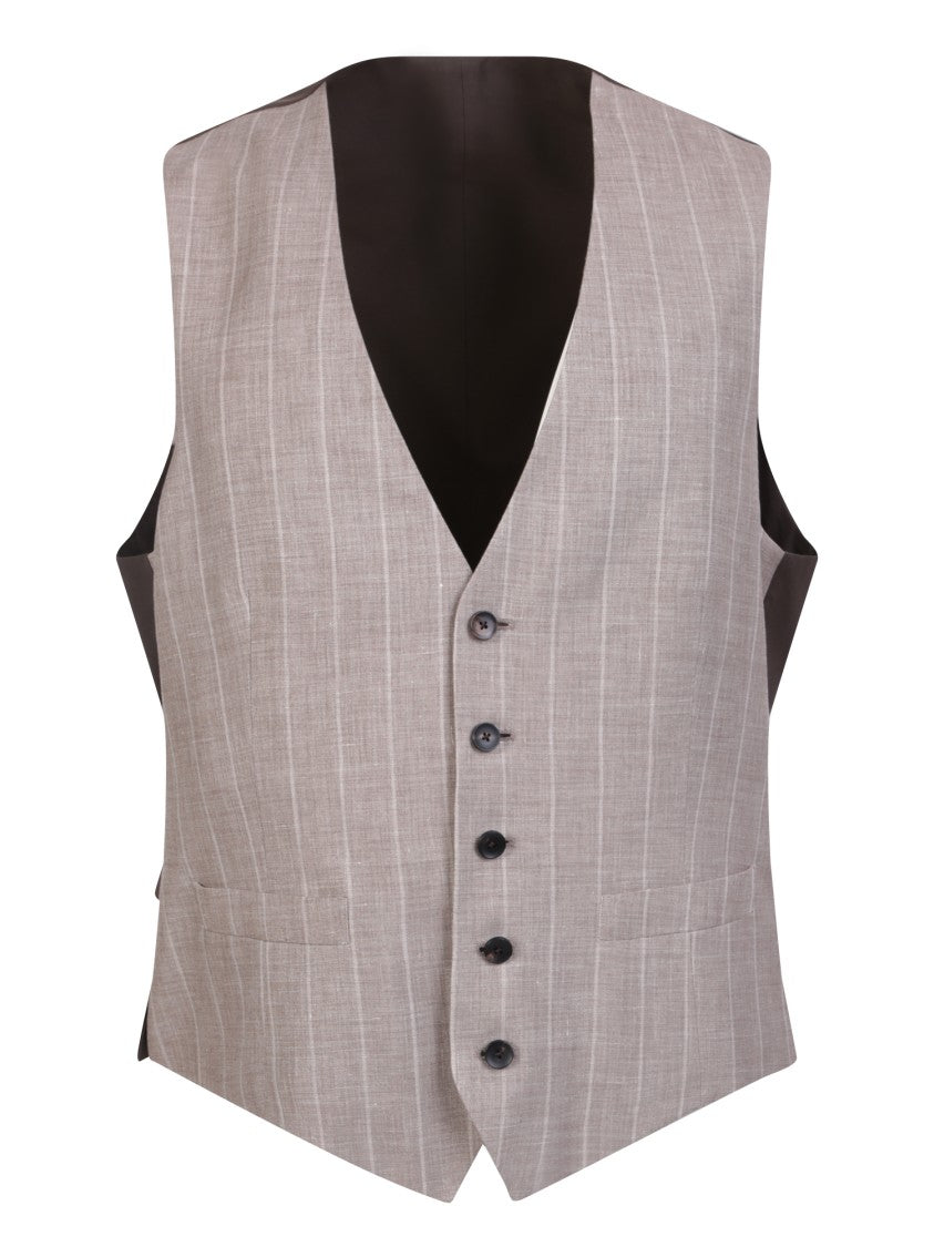 Lardini Brown Pinstripe Gilet