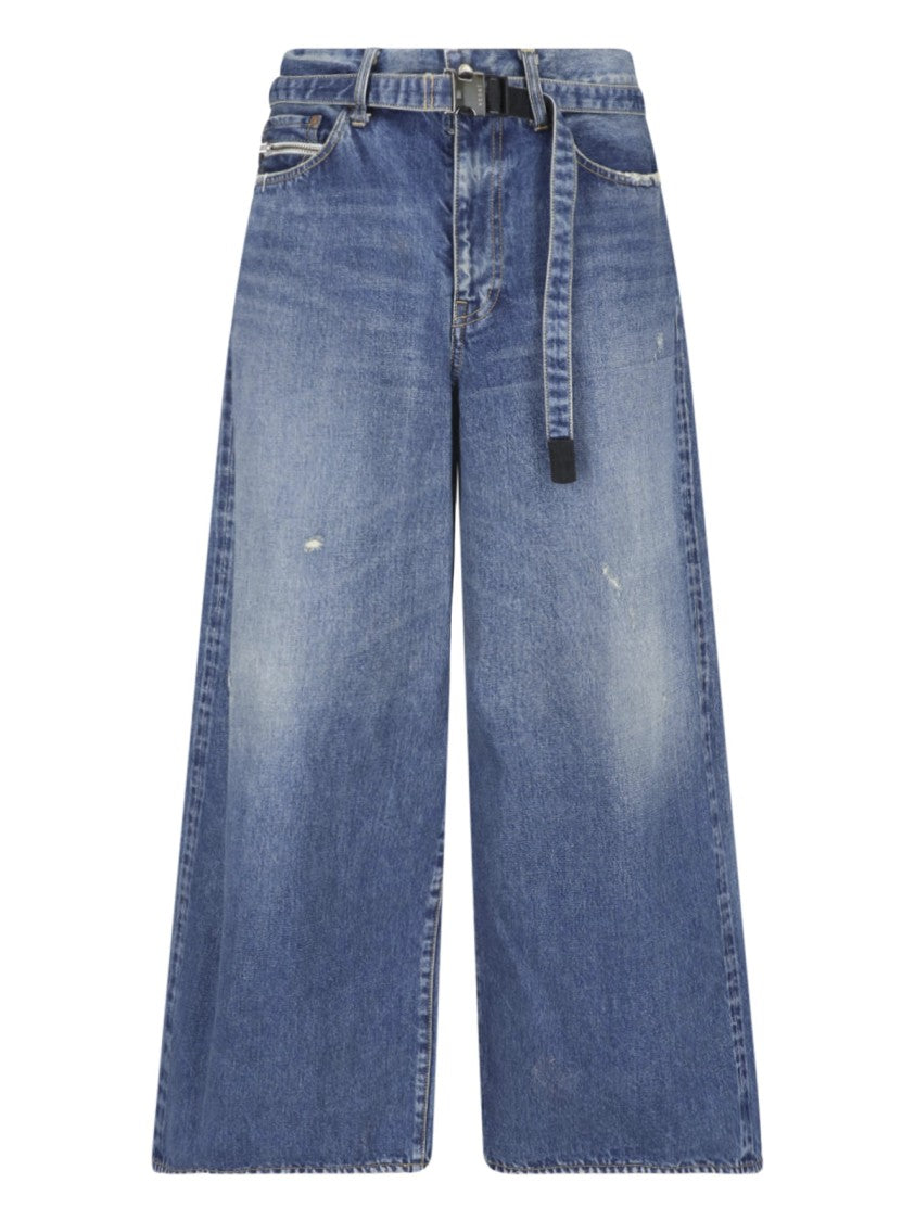 Sacai Wide-Leg Belted Buckle-Fastening Jeans