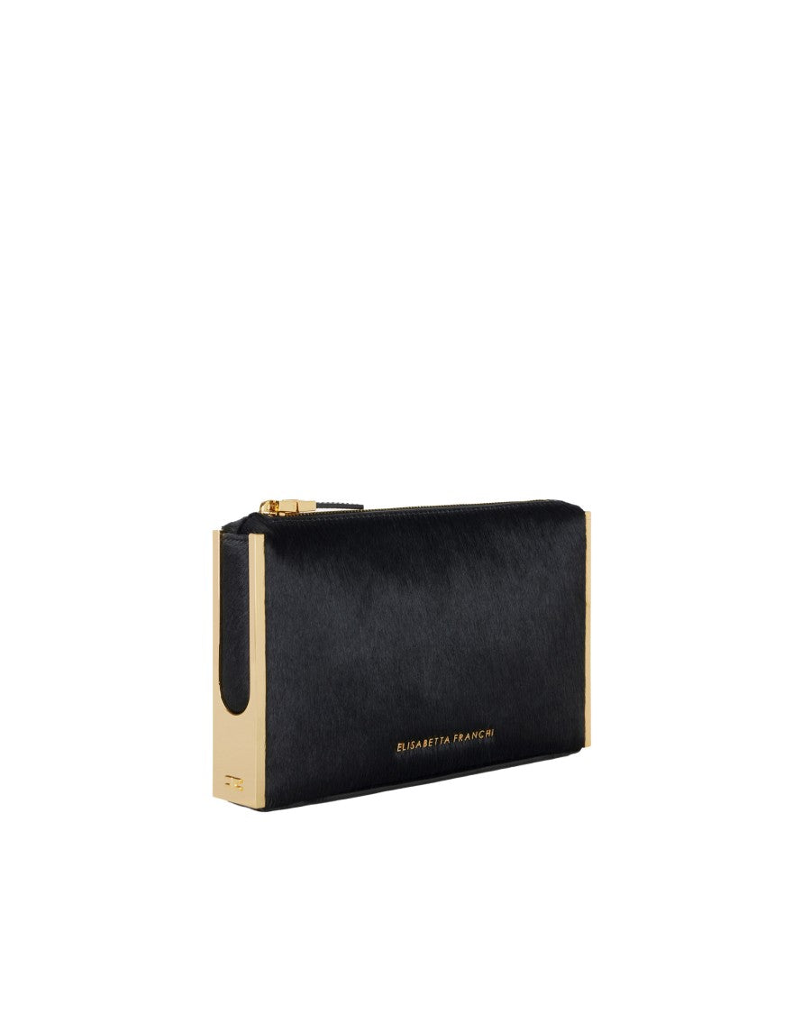 Elisabetta Franchi Pony Hair Gold-Accented Clutch