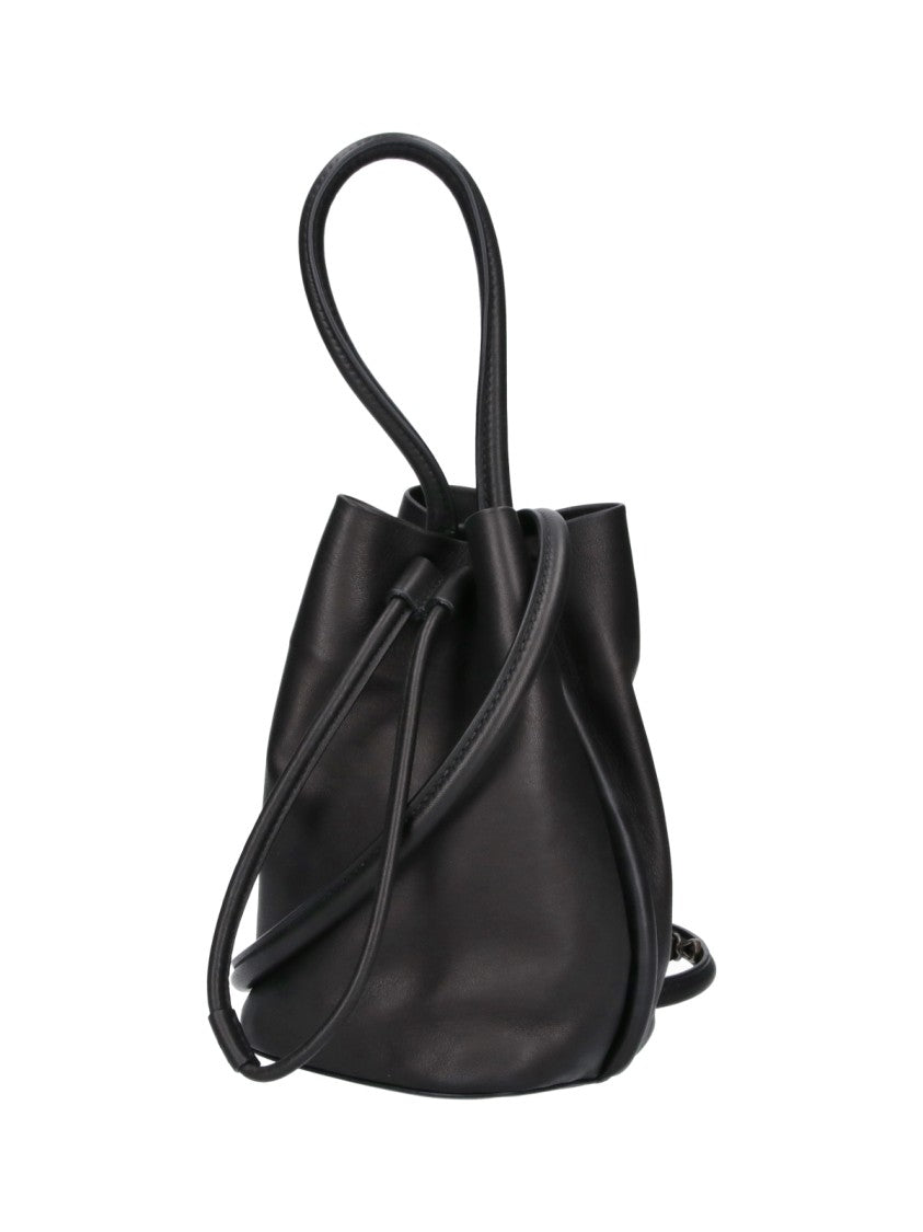 Uma Wang Black Lambskin Leather Bucket Bag
