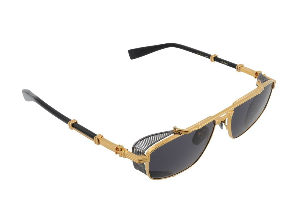 Balmain Bold Rectangular Gold-Tone Sunglasses