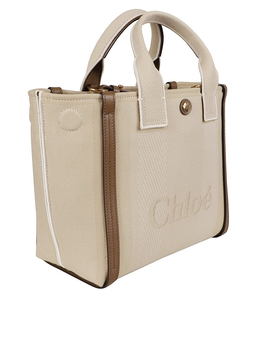 Chloé Textured Fabric Bag With Leather Trim