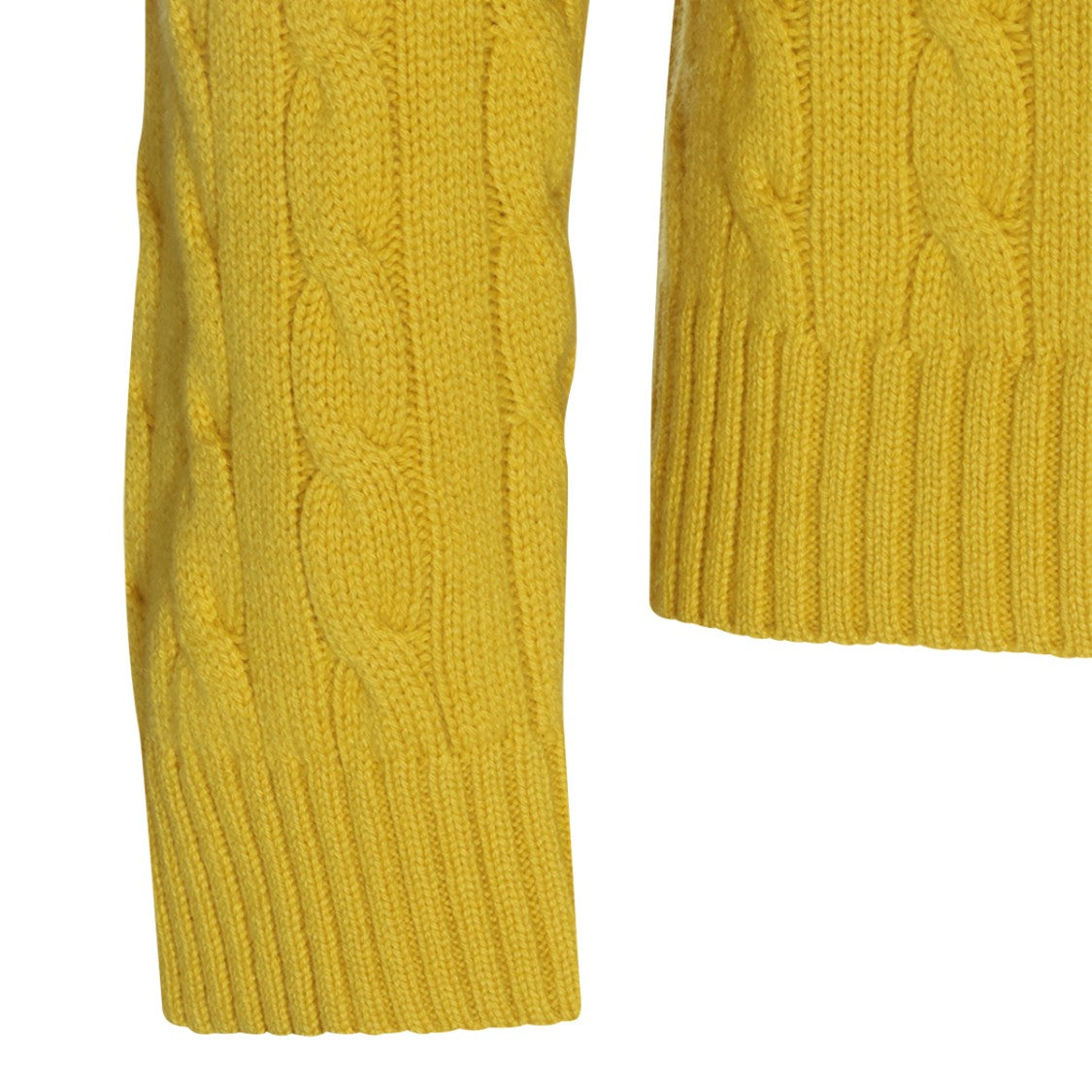Valentino Yellow Cashmere Sweater With Braided Texture And Embroidered Logo
