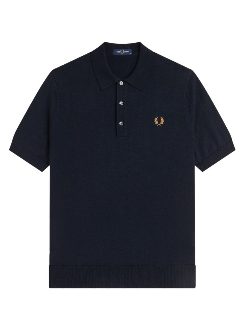 Fred Perry Knitted Cotton Laurel Wreath Polo Shirt
